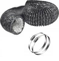 Elastyczny wąż wentylacyjny aluminiowy do wentylacji 2 zaciski czarny