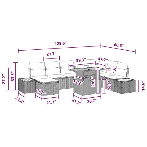 Zestaw do jadalni w ogrodzie z poduszką 9 pcs Czarny i Brązowy na Arena.pl