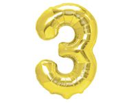 Balon foliowy „cyfra 3”, złota, 40 cm [balon na powietrze]