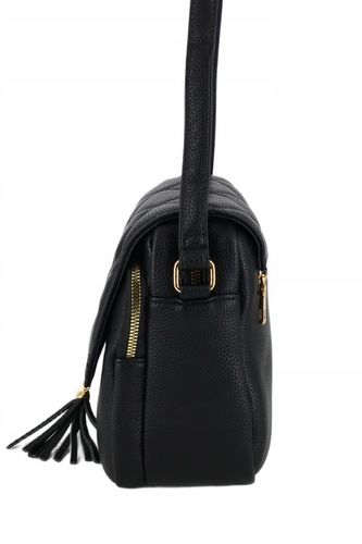 Torebka mała listonoszka przewieszka miejska pojemna z klapką CZARNA na Arena.pl