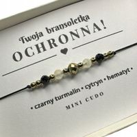BRANSOLETKA OCHRONNA z czarnym turmalinem, cytrynem i hematytem II czarny