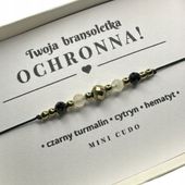 BRANSOLETKA OCHRONNA z czarnym turmalinem, cytrynem i hematytem II czarny
