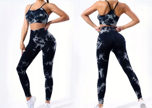 LEGGINSY SPORTOWE CZARNE DAMSKIE PUSH UP KOMPLET Stanik i Leginsy Top GYM L na Arena.pl
