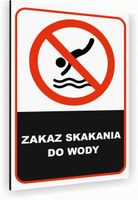 Tabliczka znak informacyjny 30x20 Biała ZAKAZ SKAKANIA DO WODY Dibond