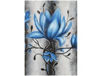 OBRAZ STALOWE MAGNOLIE KWIATY NIEBIESKIE