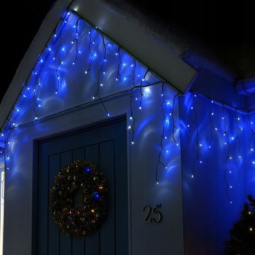 Kurtyna Świetlna LED 240 Sople Niebieskie Flash Zewnętrzna IP44 15,6 m na Arena.pl