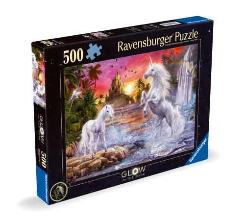 Puzzle 500 elementów. Świecące w ciemności. Jednorożce nad rzeką na Arena.pl