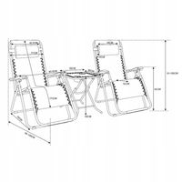 Leżaki ogrodowe zestaw 2 ze stolikiem składane czarne Leżak ogrodowy