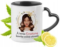 Dla Blanki Kubek Czarny Z Uszkiem W Kształcie Serca Na Prezent Z Nadrukiem