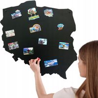 Tablica na magnesy z podróży mapa Polski czarna 80x73cm STALFORM