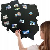 Tablica na magnesy z podróży mapa Polski czarna 80x73cm STALFORM