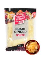 Imbir biały marynowany w zalewie do sushi chrupiący w plastrach przekąska 240g