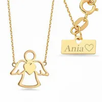 Złoty naszyjnik 333 CELEBRYTKA ANIOŁEK GRAWER