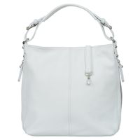 VERA PELLE torebka skórzana elegancka worek z paskiem V566 biała