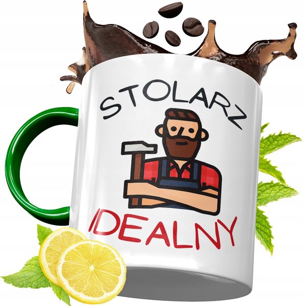 Kubek Zielony Dla Stolarza Na Urodziny Prezent Z Nadrukiem Ze Zdjęciem zdjęcie 1