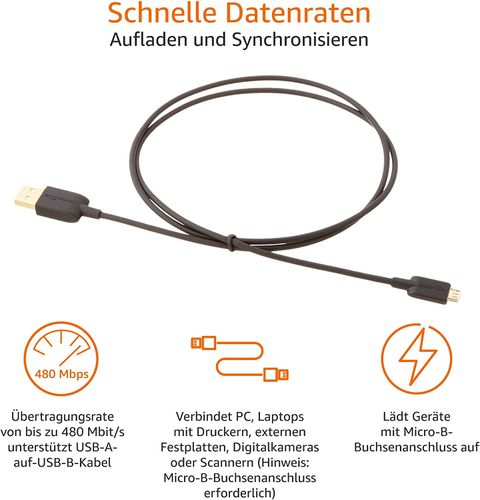 AmazonBasics 7A82V4 kabel USB 0,9 m USB 2.0 USB A Micro-USB B Czarny na Arena.pl