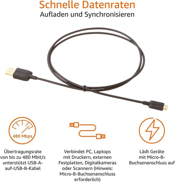 AmazonBasics 7A82V4 kabel USB 0,9 m USB 2.0 USB A Micro-USB B Czarny zdjęcie 9