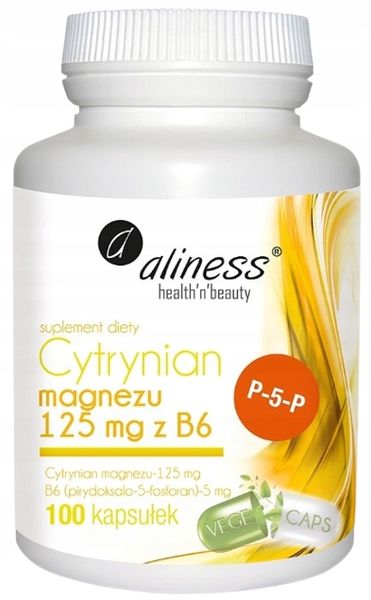 Aliness Cytrynian Magnezu 125mg P-5-P Witamina B6 Wsparcie układu nerwowego zdjęcie 2