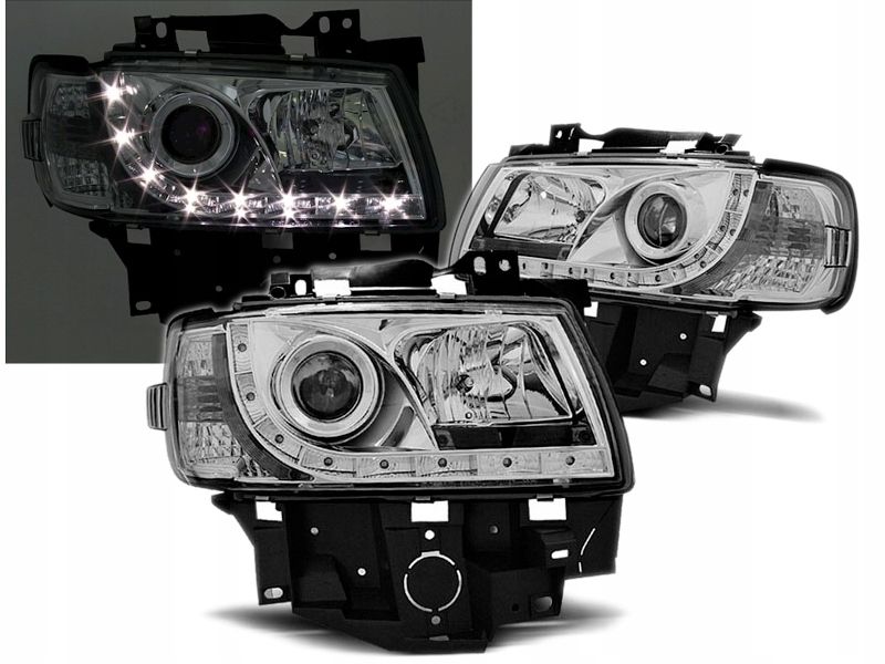 Lampy Reflektory VW T4 96-03 BUS RINGI CHROM zdjęcie 1