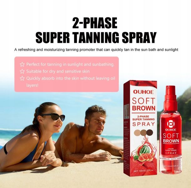 Arbuzowy Olejek do Opalania w Sprayu SOFT BROWN 100 ml OUHOE zdjęcie 6