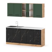 Kuchnia Mała Nowoczesna Blat Rest 2.0m Wotan Butelkowa Zieleń San Sebastian