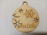 Bombka 9 cm ze sklejki Grawerowana śnieżynka i imię