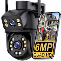 PODWÓJNA KAMERA OBROTOWA WIFI IP SMART ZEWNĘTRZNA 6MPX DETEKCJA 4K ALARM