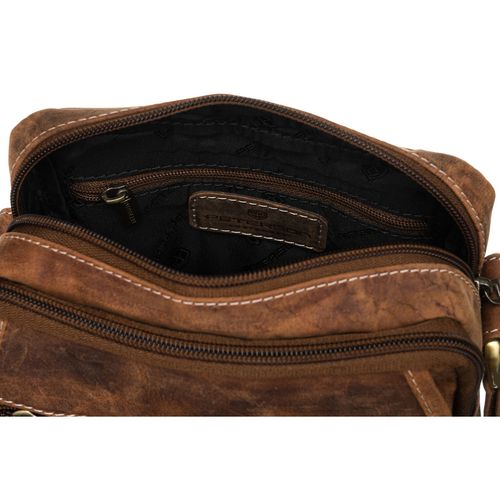 skórzana listonoszka męska w brązowym kolorze zawieszona na regulowanym na Arena.pl