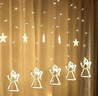 ANIOŁY GIRLANDA ŚWIĄTECZNA NA OKNO KURTYNA LAMPKI CHOINKOWE ŁAŃCUCH