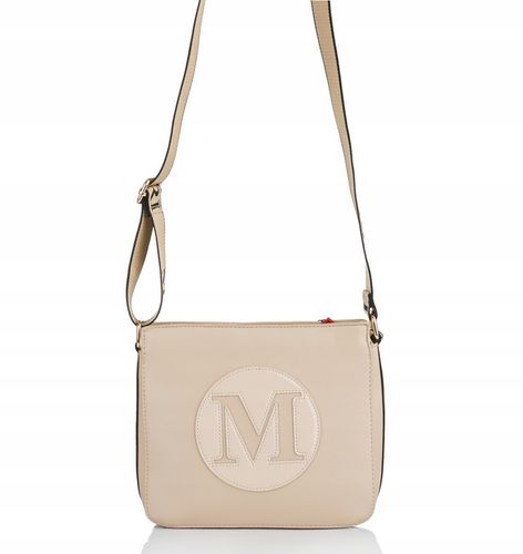 MONNARI Torebka na ramię LISTONOSZKA Pojemna PASEK LOGO PREMIUM Beżowa na Arena.pl