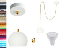 LAMPA wisząca KULA BIAŁA z Mosiądzem pojedyncza 2m