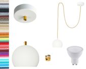 LAMPA wisząca KULA BIAŁA z Mosiądzem pojedyncza 2m