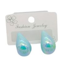 Kolczyki wkrętki kropelka łezka niebieski perłowe akryl MF31299