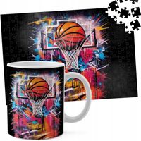 ZESTAW KUBEK + PUZZLE 110EL - KOSZYKÓWKA SPORT PIŁKA KOSZ DRUŻYNA