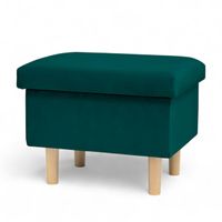 Turkusowy Podnóżek do fotela, Pufa ze schowkiem