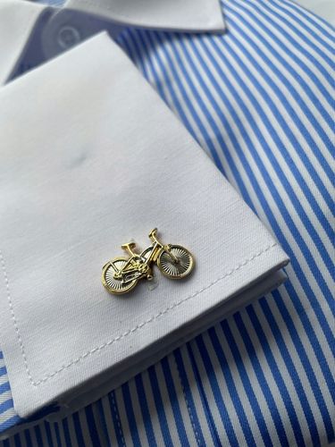 Spinki do mankietów EXC Srebrny Rower Pozłacany w Szkatułce Etui na Prezent na Arena.pl