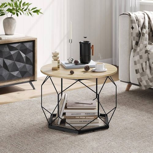 Stolik kawowy okrągły metalowa rama stoliczek boczny na Arena.pl