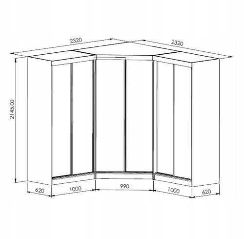 Garderoba Szafa Narożna PARIS drzwi przesuwne na Arena.pl