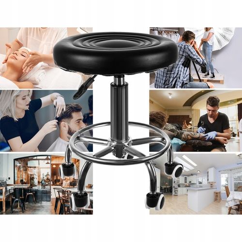 Hoker Krzesło Barowe Barowy Stołek Taboret Obrotowe Czarne Regulowane na Arena.pl