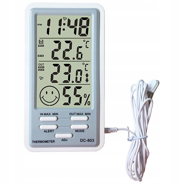 STACJA POGODY WEWNĘTRZNA ZEWNĘTRZNA HIGROMETR DATA ZEGAR TERMOMETR ALARM zdjęcie 3