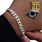 GRUBA Bransoletka Srebrna PANCERKA Męska 6mm DIAMENTOWANA SREBRO PRÓBA