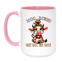 MOO... BITCH! Wzór - Duży Biało-Różowy 450 ml