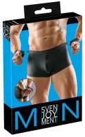 svenjoyment men's pants s czarne z paskiem i kajdankami, matowy materiał
