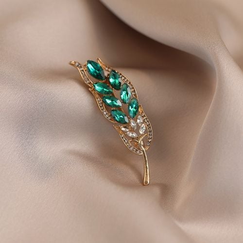 broszka ozdobna - zielony kłos z cyrkoniami bz214 na Arena.pl