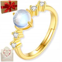 PIERŚCIONEK ZŁOTY REGULOWANY Z KAMIENIEM KSIĘŻYCOWYM SREBRO 925