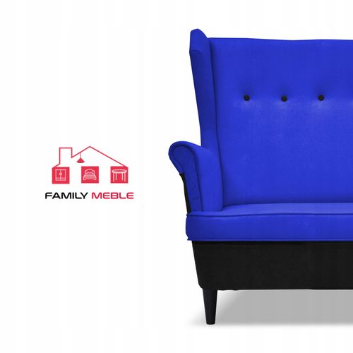 Zestaw wypoczynkowy ARI DUO sofa fotele Family Meble czarno - niebieski na Arena.pl