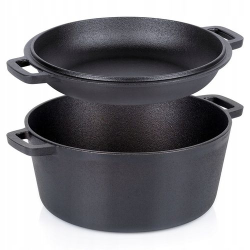 Garnek ŻELIWNY brytfanna brytfanka patelnia do pieczenia smażenia 2w1 na Arena.pl