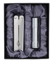 Srebrny Zestaw Prezentowy Latarka + Kombinerki w Czarnym Pudełku Gentelo