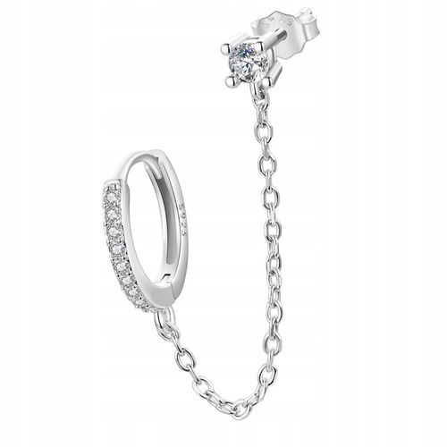 K570 Kolczyki z kryształkami połączone łańcuszkiem srebrne zatrzask sztyft na Arena.pl