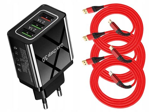 ŁADOWARKA SIECIOWA QC 3.0 MICRO TYP C LIGHTNING 3M na Arena.pl